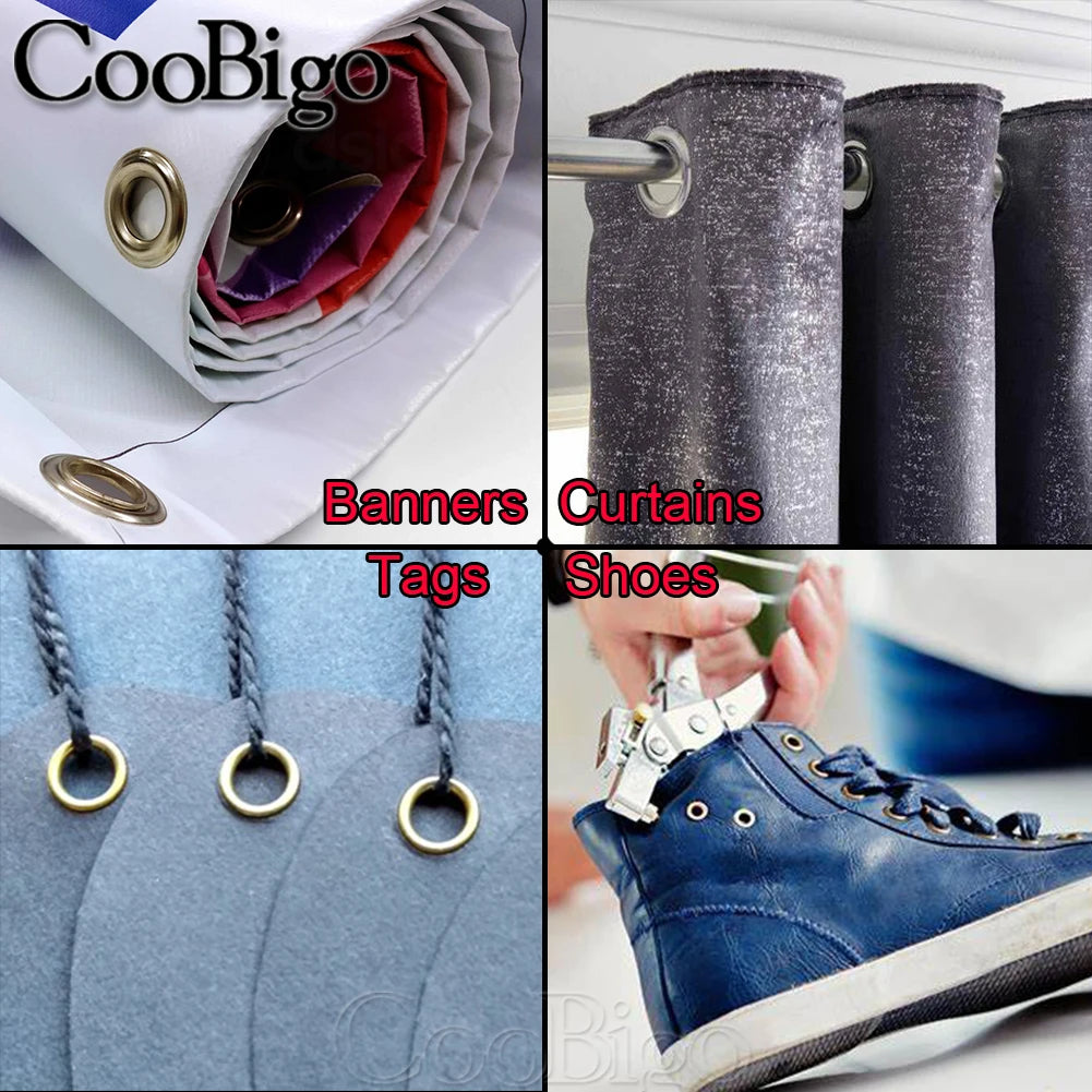 100/Set Metal Eyelet Grommet Rings Sizes 2mm 3mm 4mm 5mm 6mm 8mm 10mm 12mm 14mm 17mm