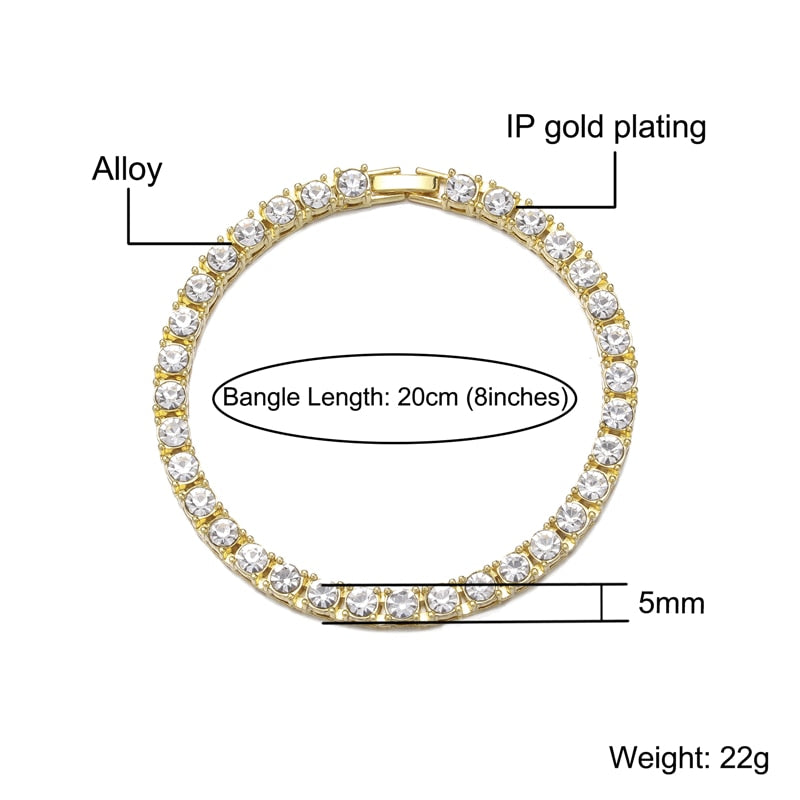 Hip Hop Cubic Zirconia chain Bracelet.