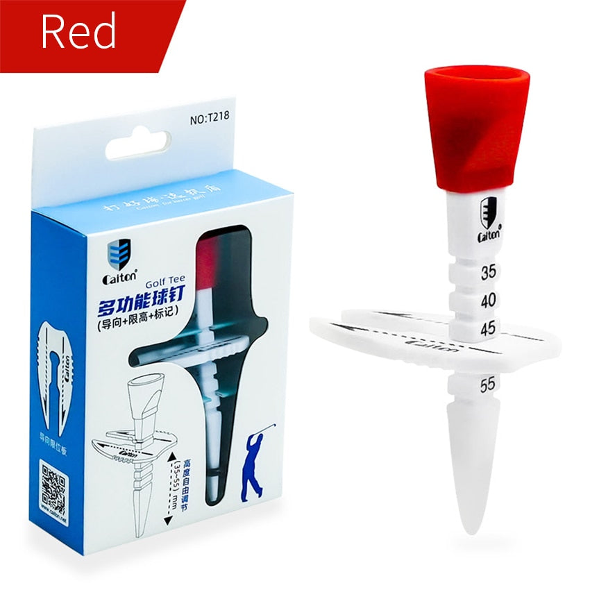 1pc Plastic Adjustable Golf Tee. Comes in Red, Orange, Blue and Green.