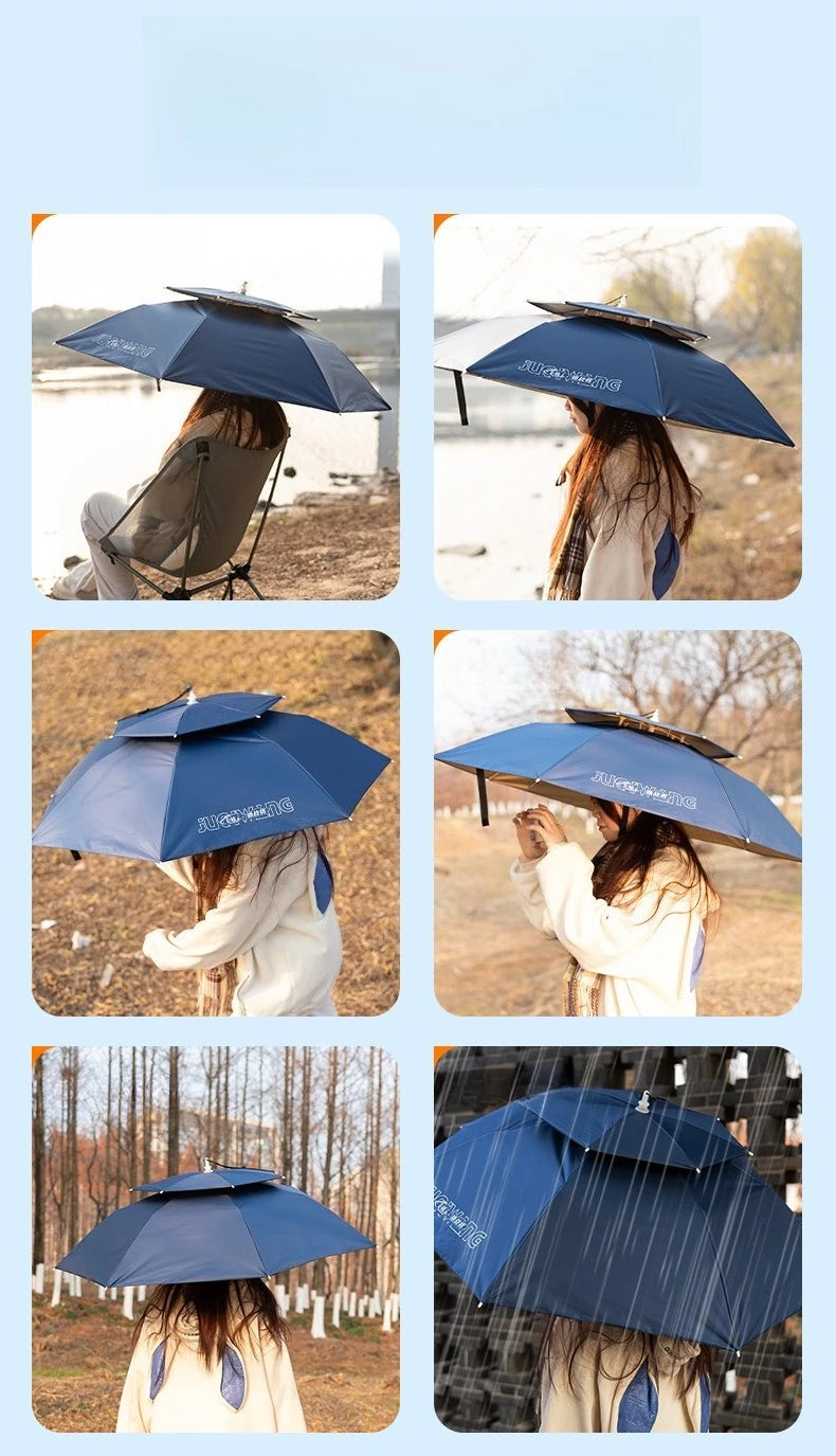 Head Mounted Sunshade Or Rain Umbrella Hat
