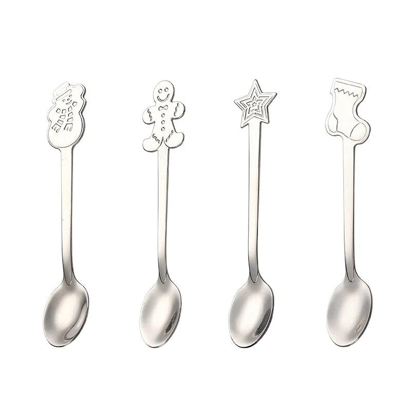 4PCS Stainless Steel Christmas Spoons.