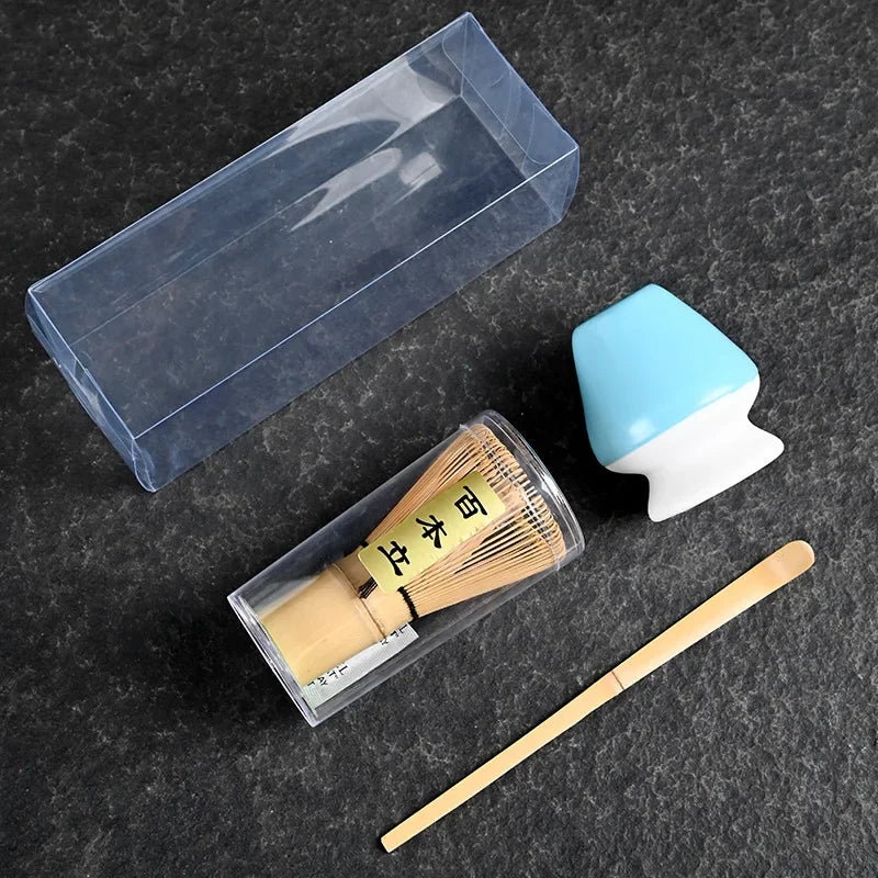 3/4pcs Matcha Bamboo Whisk Teaspoon And Ceramic matte Bowl