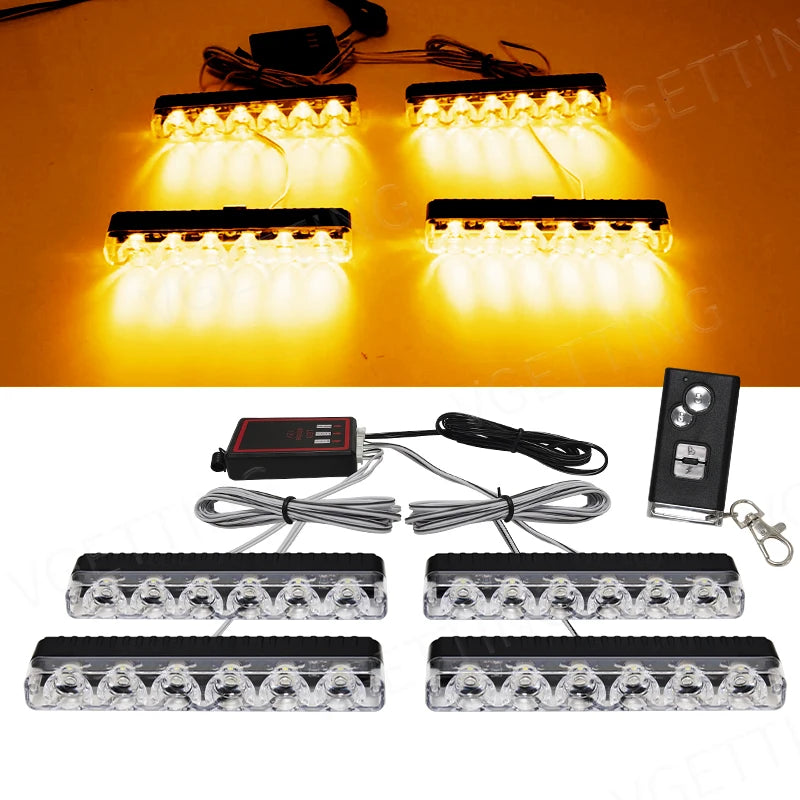 4X6 Wireless Remote Led Car Grid Emergency Lights