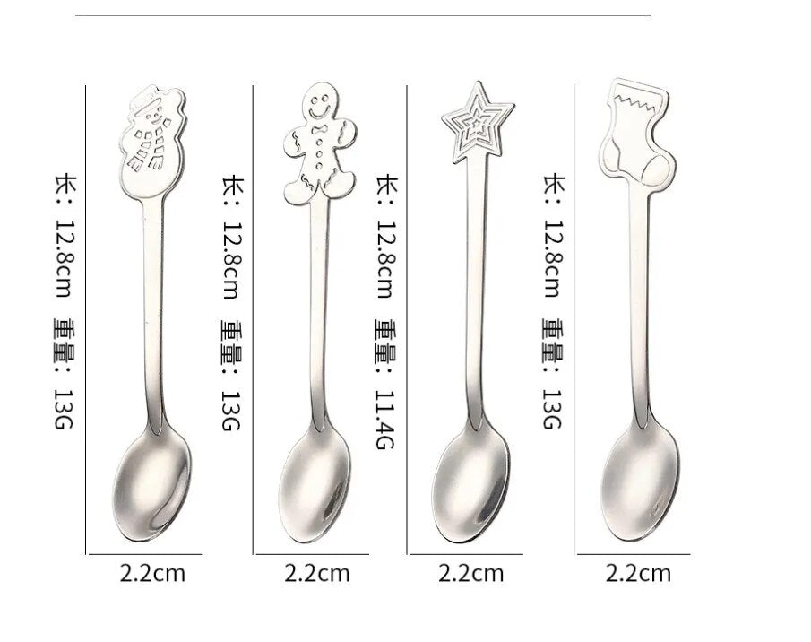 4PCS Stainless Steel Christmas Spoons.