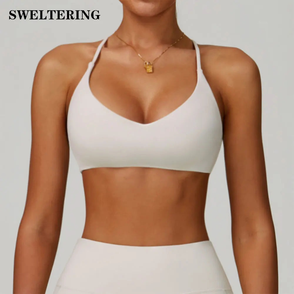 Women's Anti-Sweat Push Up Cross Shoulder Sports Bra