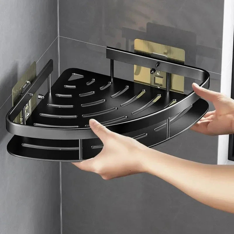 Aluminum Adhesive Corner Shelf Organizer For Showers