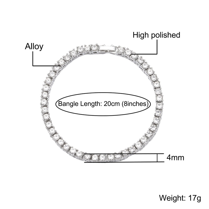 Hip Hop Cubic Zirconia chain Bracelet.