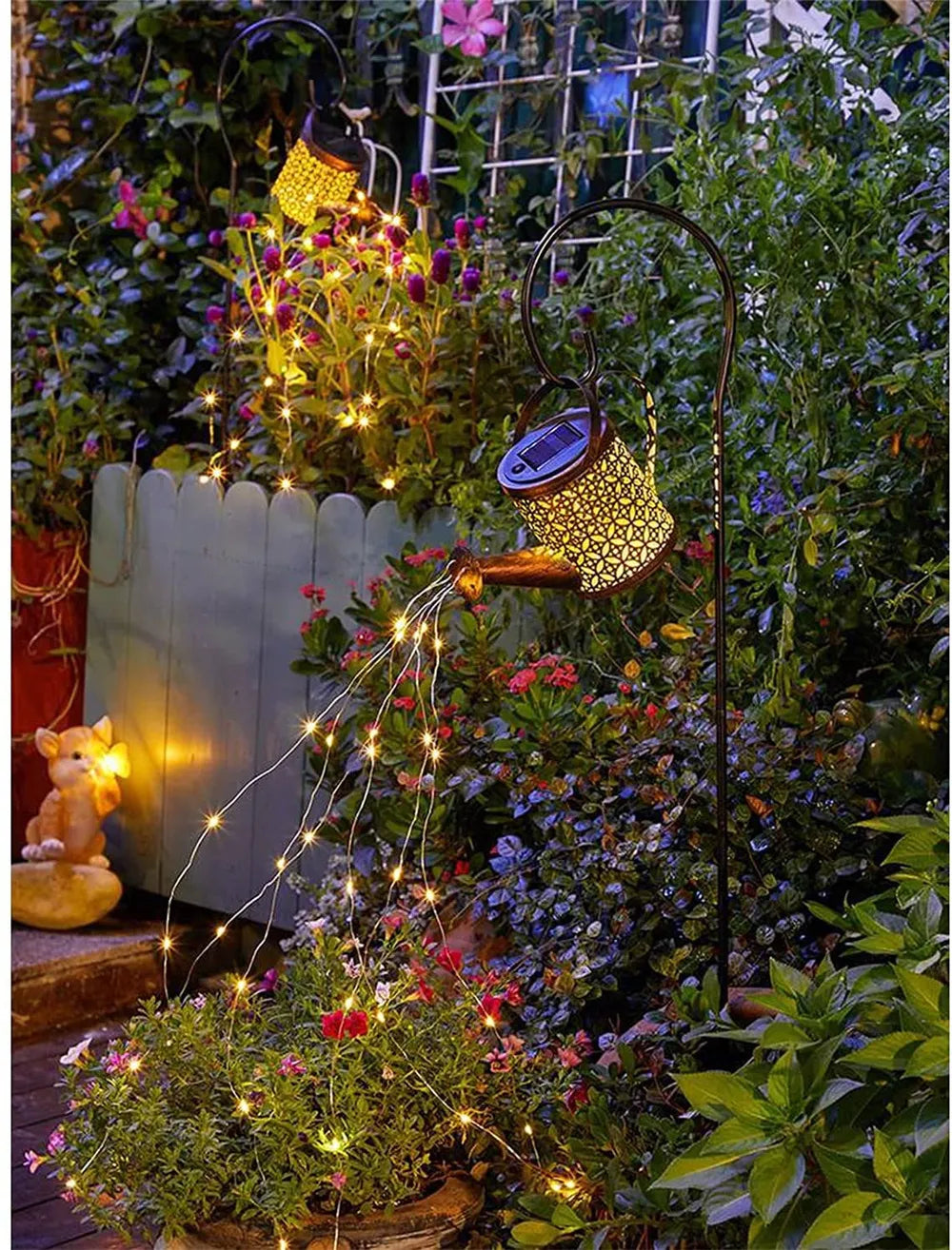 LED, Solar Watering Can With Waterfall Lamp.