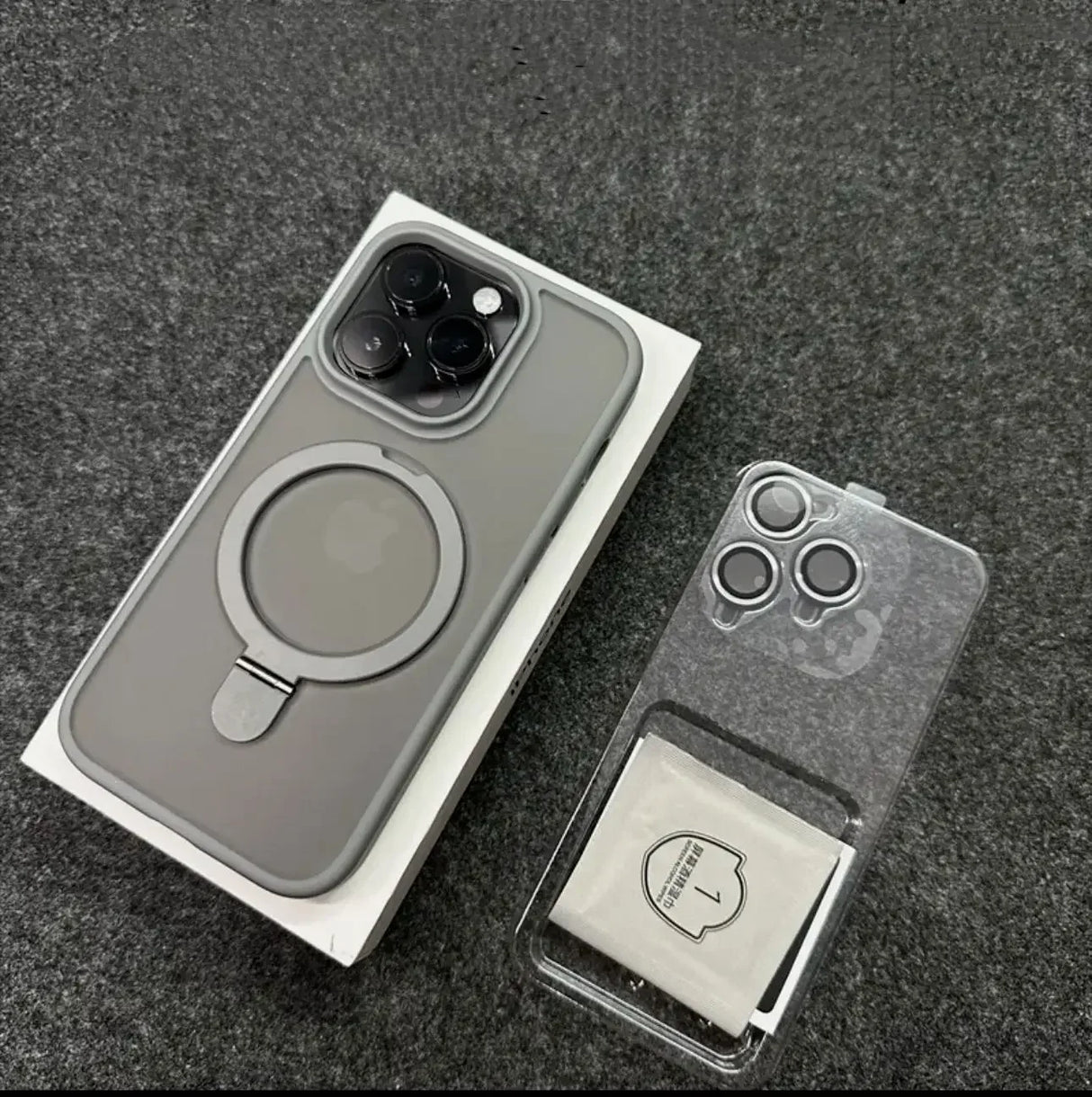 Magsafe IPhone Mat Finish Air 17 16 15 14 13 12 11 Pro Max Plus With Lens Protector And Metal Ring Stand