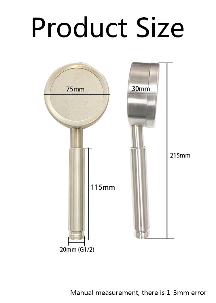 Stainless Steel Pressurized Rain Shower Head With Filter