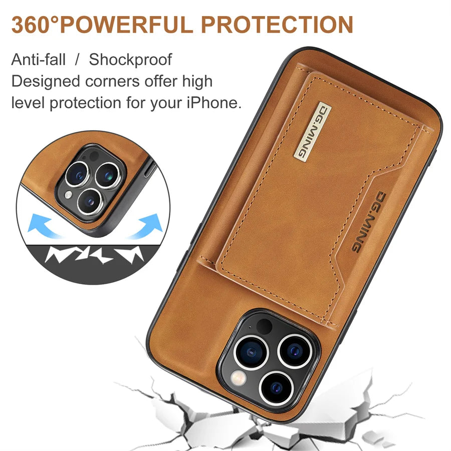 Magnetic Leather Wallet Case for iPhone 15 14 Plus 11 12 13 16 Pro