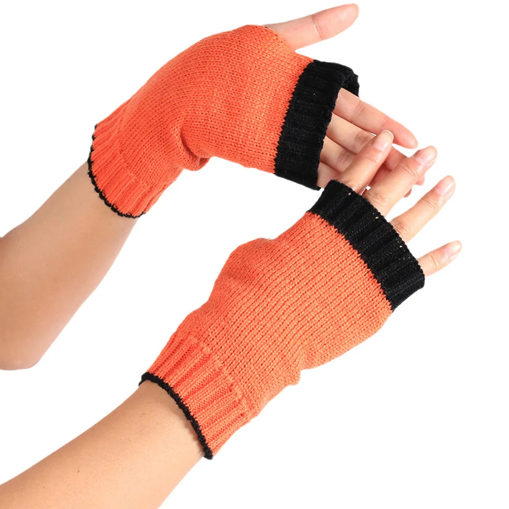 Women's Half Finger Acrylic Knitted Mittens
