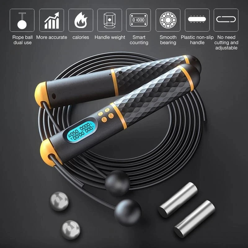 2 In 1 Multifunction Non-Slip Handle Skipping Rope With Digital Counter For Jumping and Calorie Count