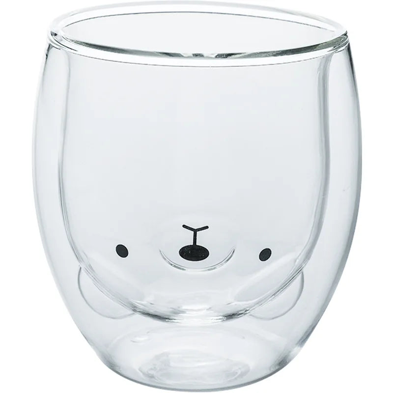 JUSTINLAU Creative Glass Double Wall Insulated Animal Mug