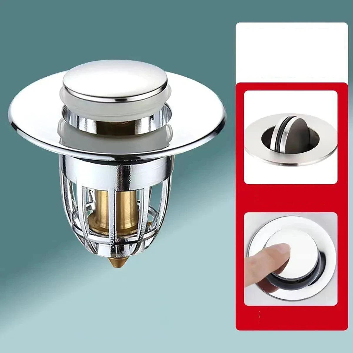 Universal Pop-up Chrome Drain Plug Sink Filter with Hair Catcher