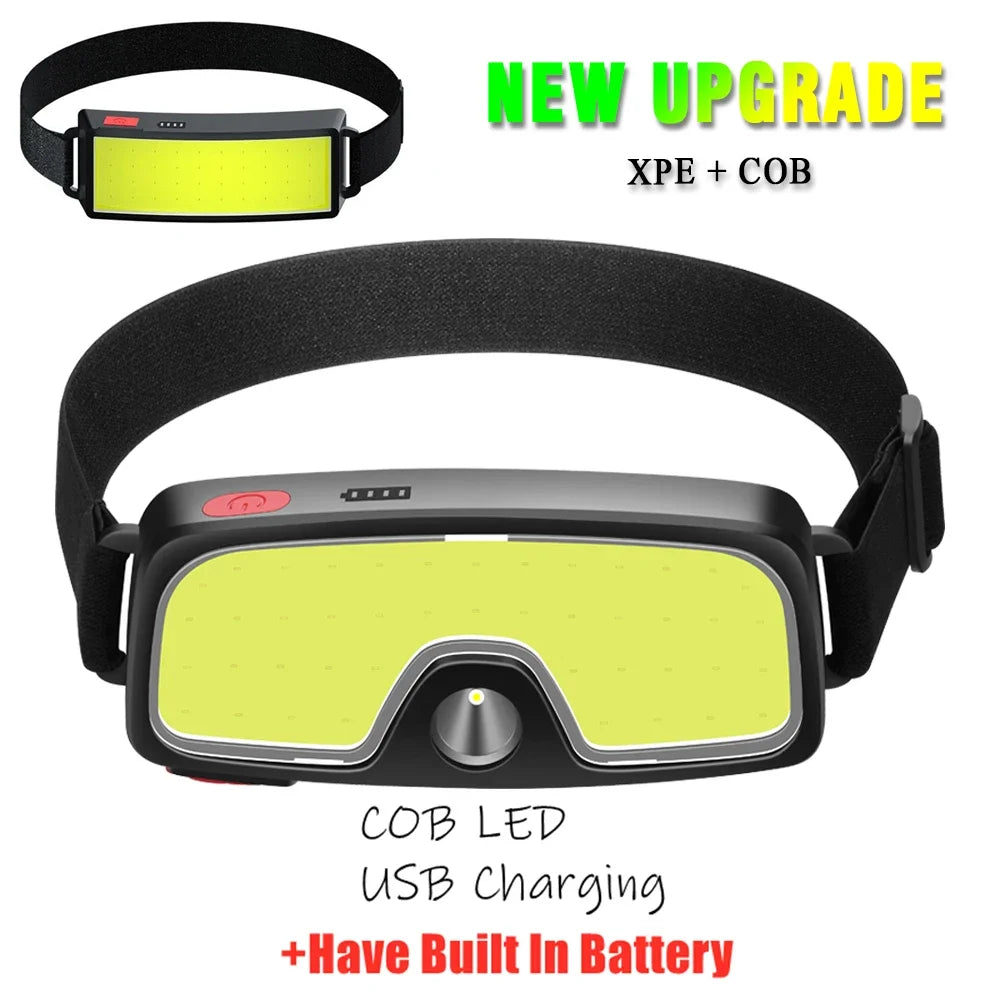 Powerful Headlamp With COB LED Built-in Type-C Rechargeable Battery