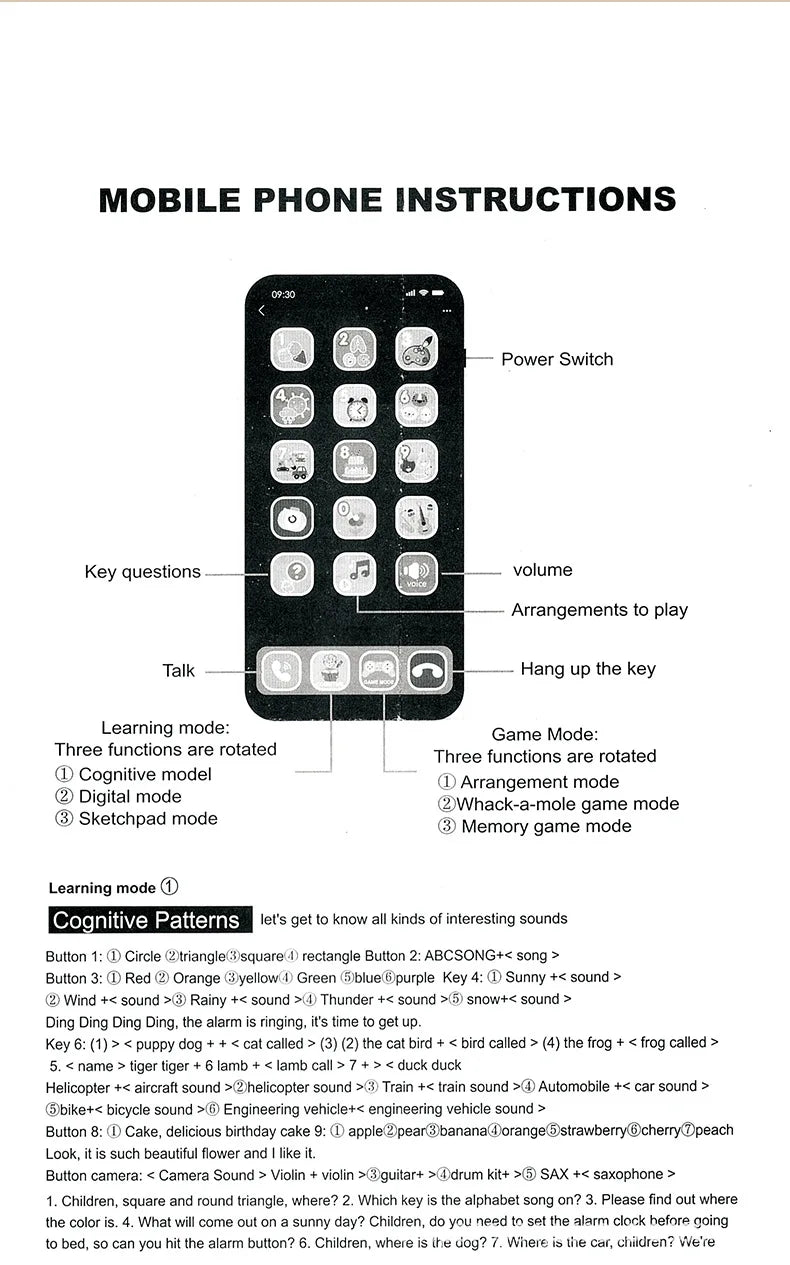 Children Multi-mode Touchscreen Simulation I phone