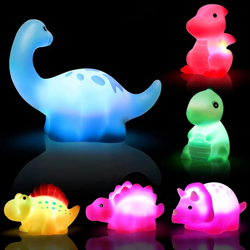 1/6 Pcs Dinosaur Light-Up Floating Bath Toys