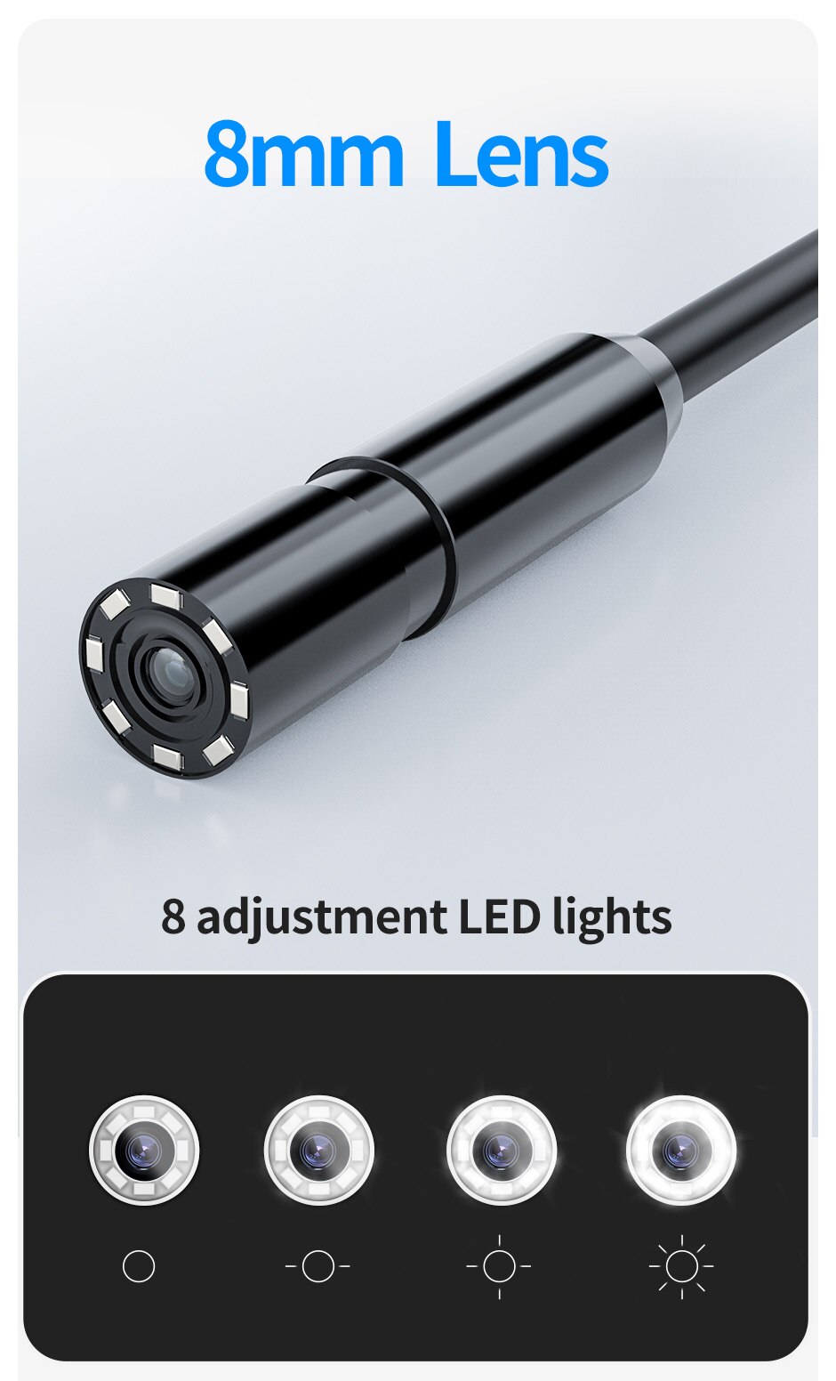 Industrial Borescope IP68 Waterproof With 8 LED Camera. 1080P 4.3 Inch IPS Single Or Dual Lens .