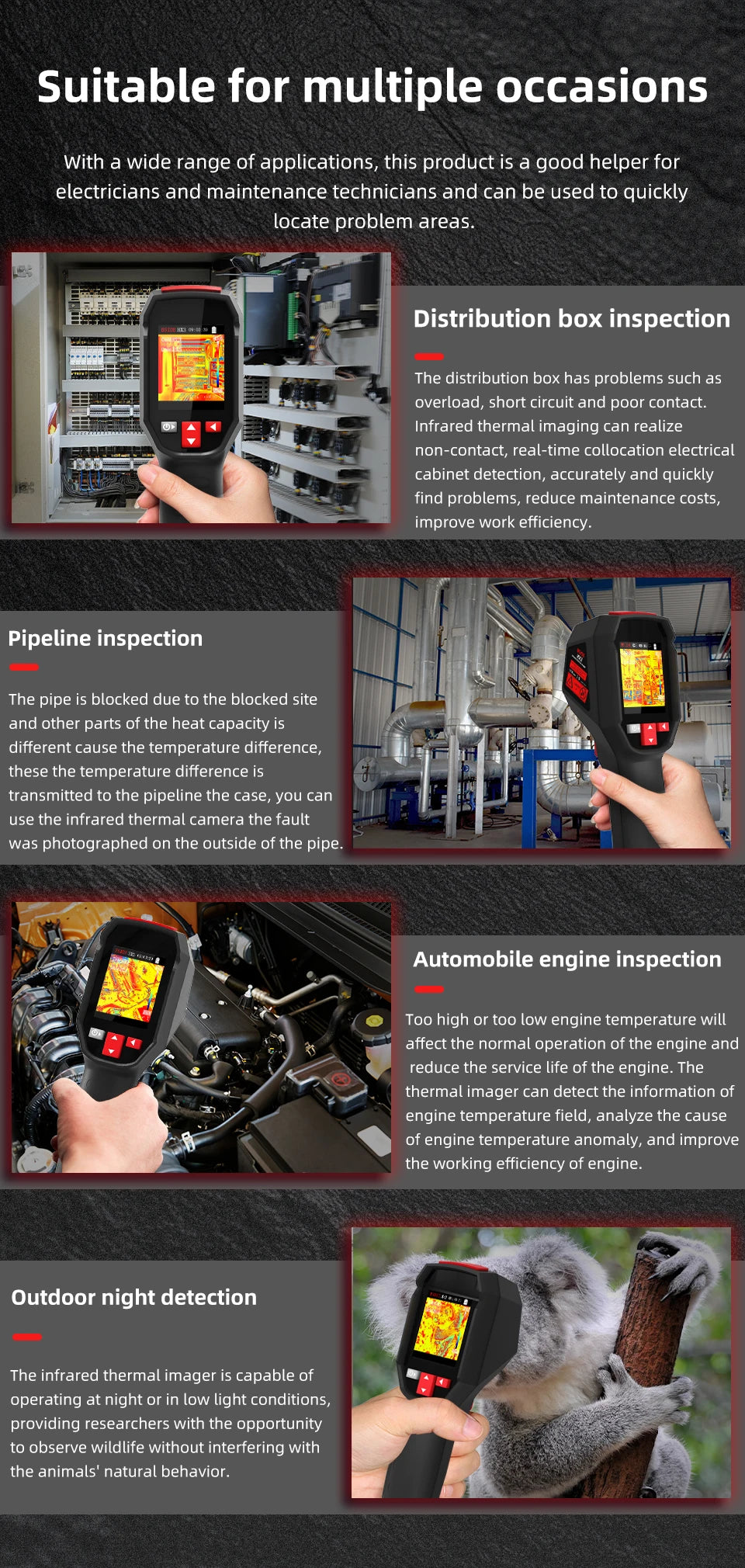 BSIDE Thermal Imager Camera HX1 Laser Thermographic HD Display For Circuit PCB Repair Pipeline Detection Medical Laser position