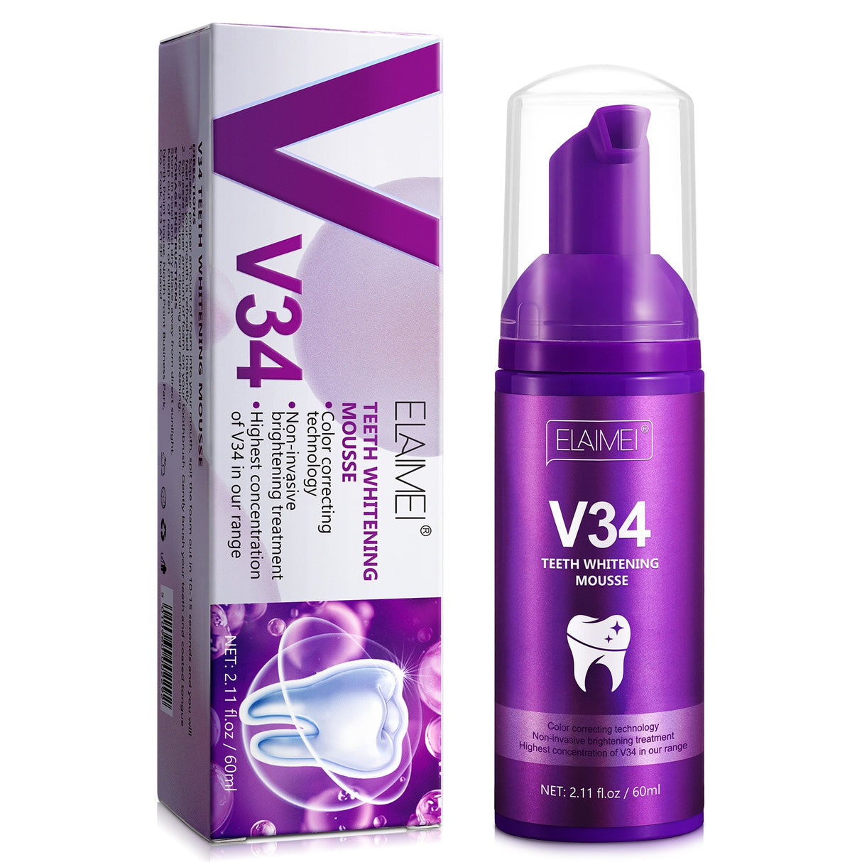 50ml Purple Whitening V34 Toothpaste For removing stains.