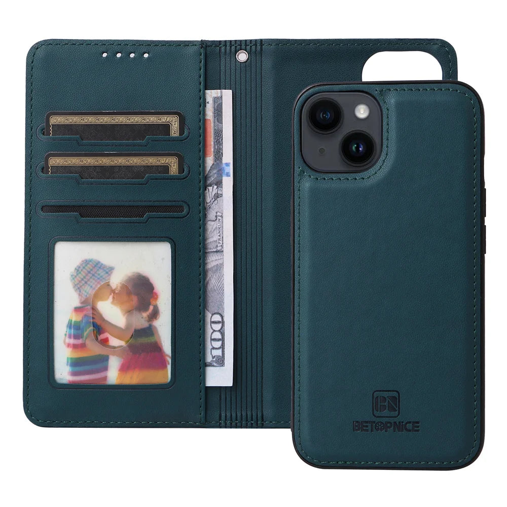 BETOPNICE 2 in 1 Detachable Magnetic Leather Case for iPhone 15 Pro Max 12 13 Mini 14 Plus