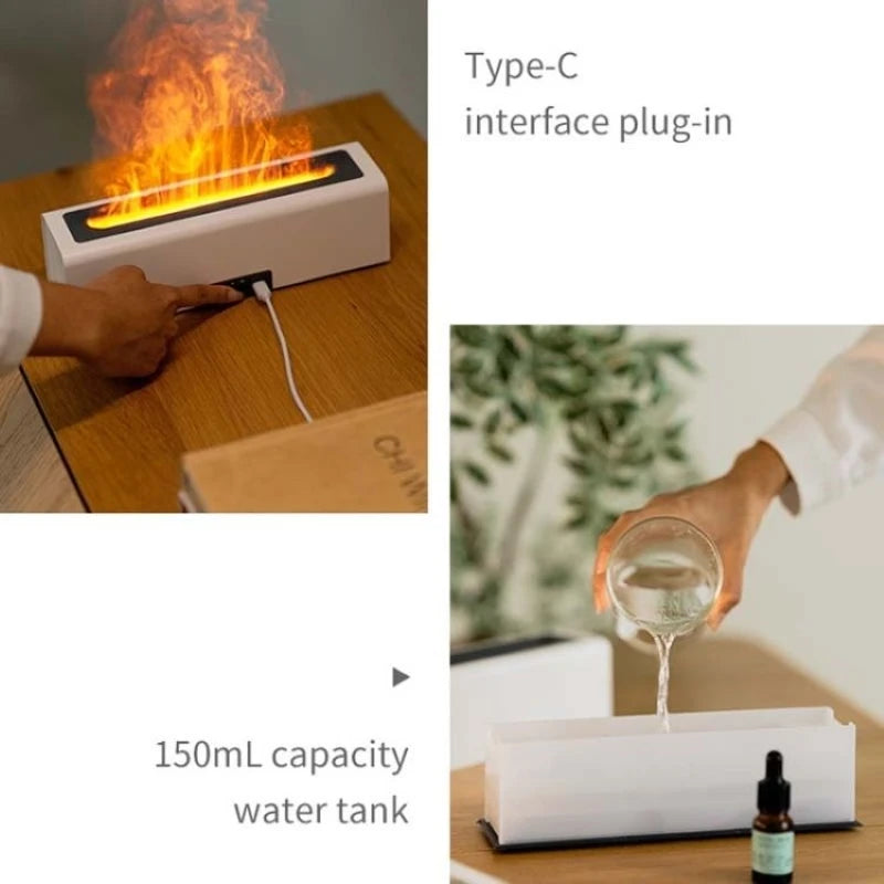USB Realistic Fire Flame Aromatherapy cool Mist Or Essential Oil Diffuser
