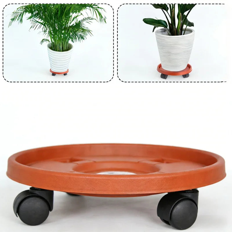 Heavy-Duty Indoor Or Outdoor Flower Pot Tray With Movable Universal Wheels