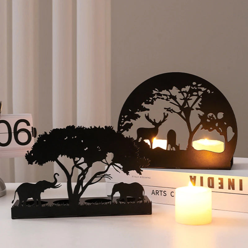 Metal Black Luminous Decoration Candle Holder
