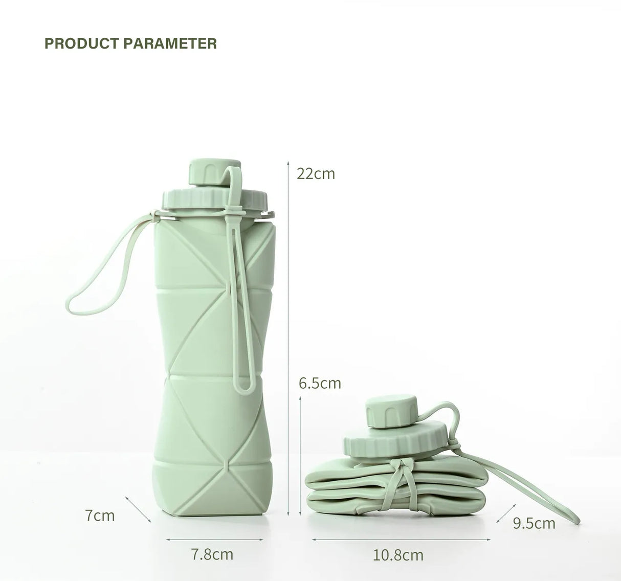 600ml Folding Silicone Sports Water Bottle.