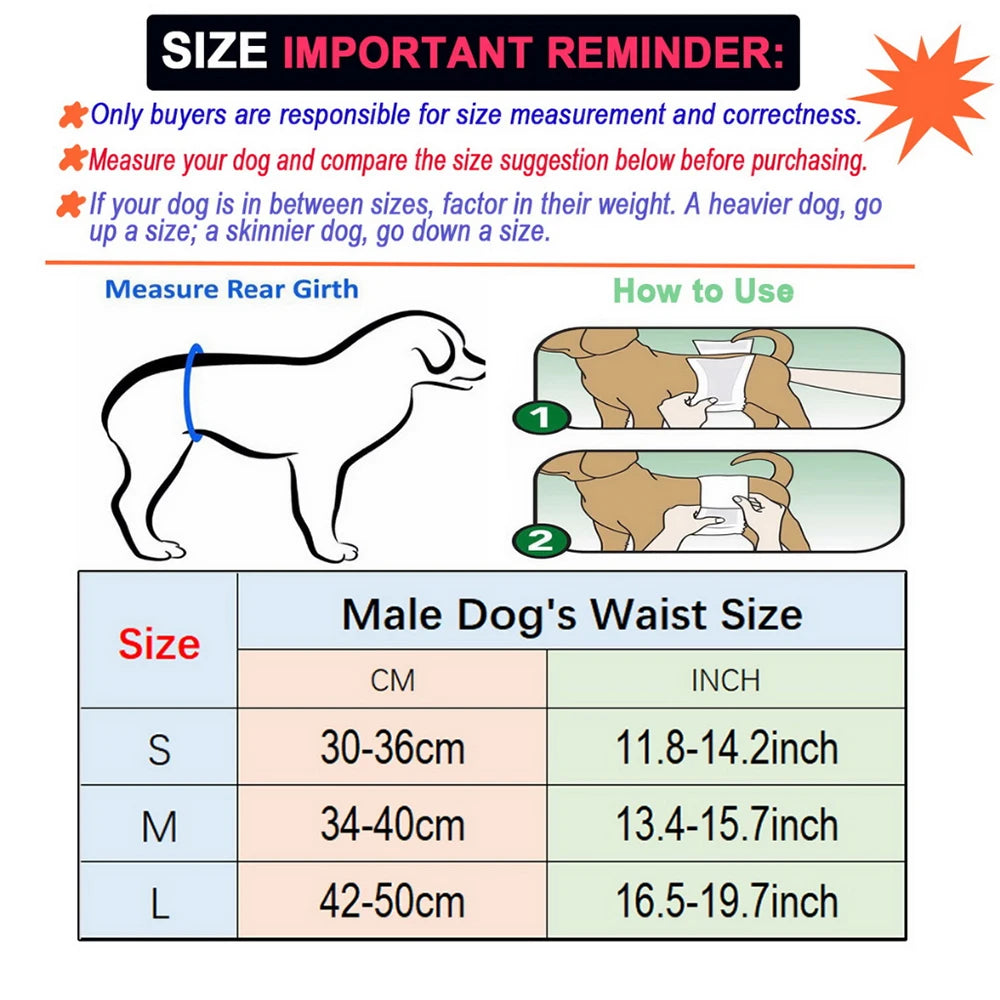 2/3/4/5Pack Cotton Cloth Diaper For Male Dogs