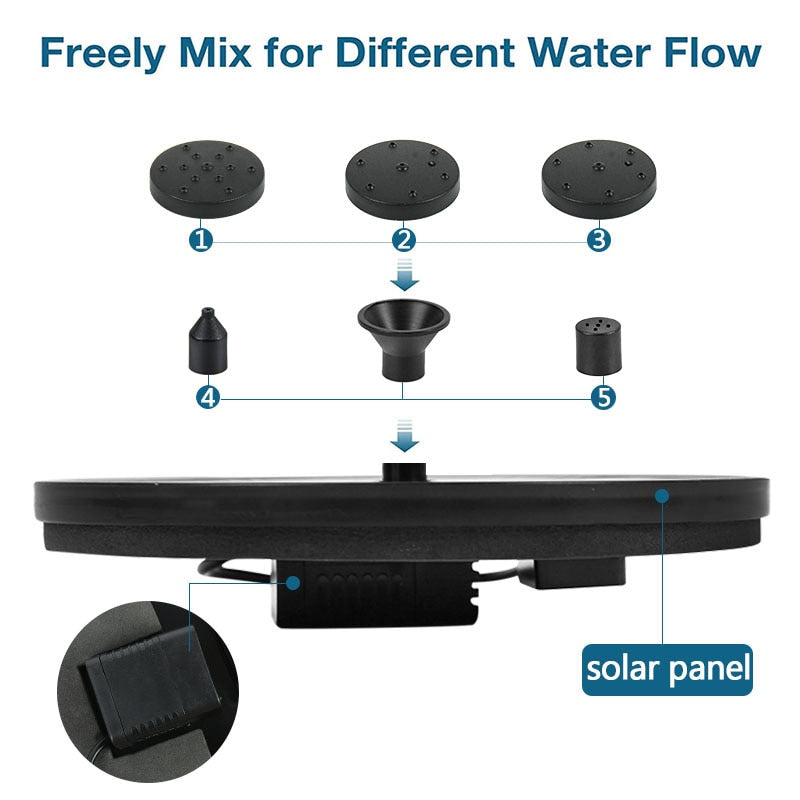 Mini Solar Powered Floating Water Fountain.