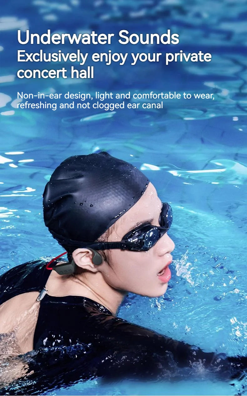 POLVCDG  Wireless/ Waterproof Bluetooth Bone Conduction Headset X7 IPX8 32GB Memory 5.3