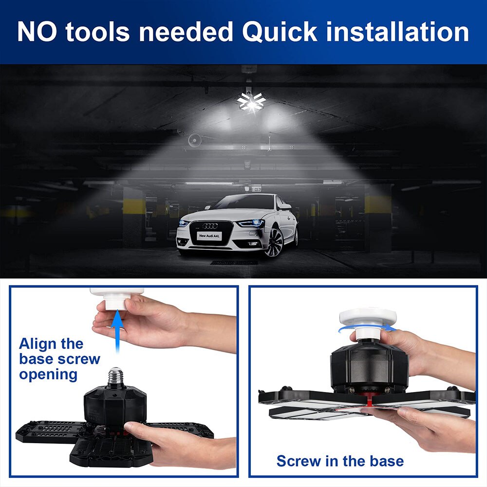 LED 3/5/6/10/12 Adjustable Basement/Storage/Warehouse Lighting With Panels E26/E27.