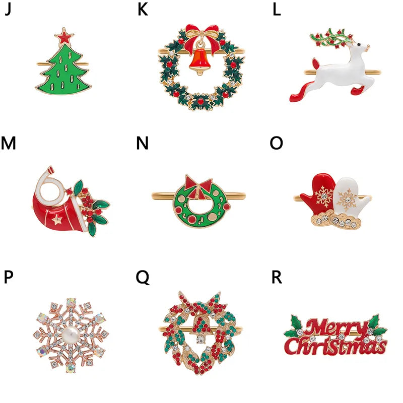 Christmas Napkin Metal Rings Holders