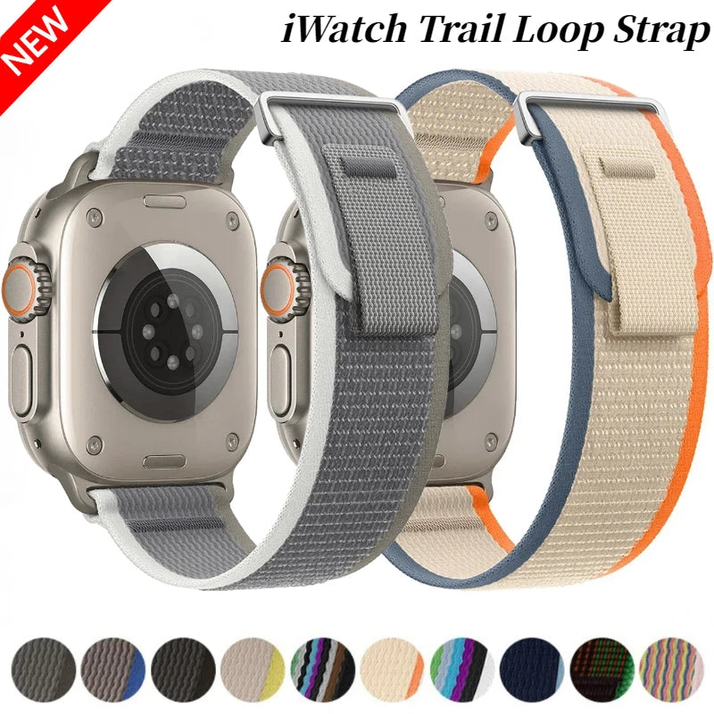 Trail Loop Sports Nylon Wristband Strap For Apple Watch Ultra 2 49mm Series 9 8 7 45mm 41mm For iWatch 6 5 4 3 SE 44mm 40mm 42mm