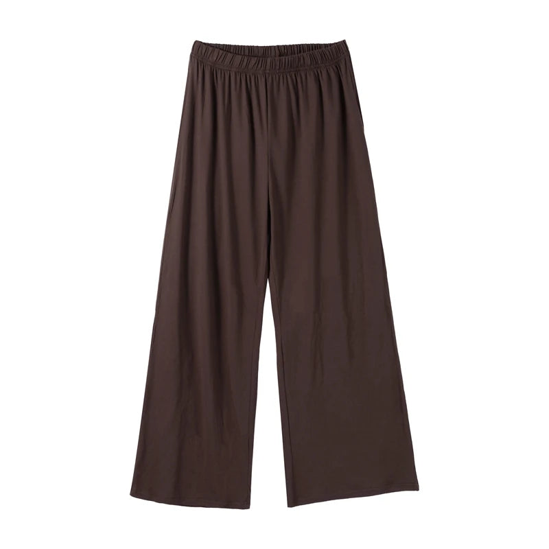Women's 3 Piece Off Shoulder Sleeveless Cropped Tank Top With Elastic Wide Leg Pant And Long Cardigan