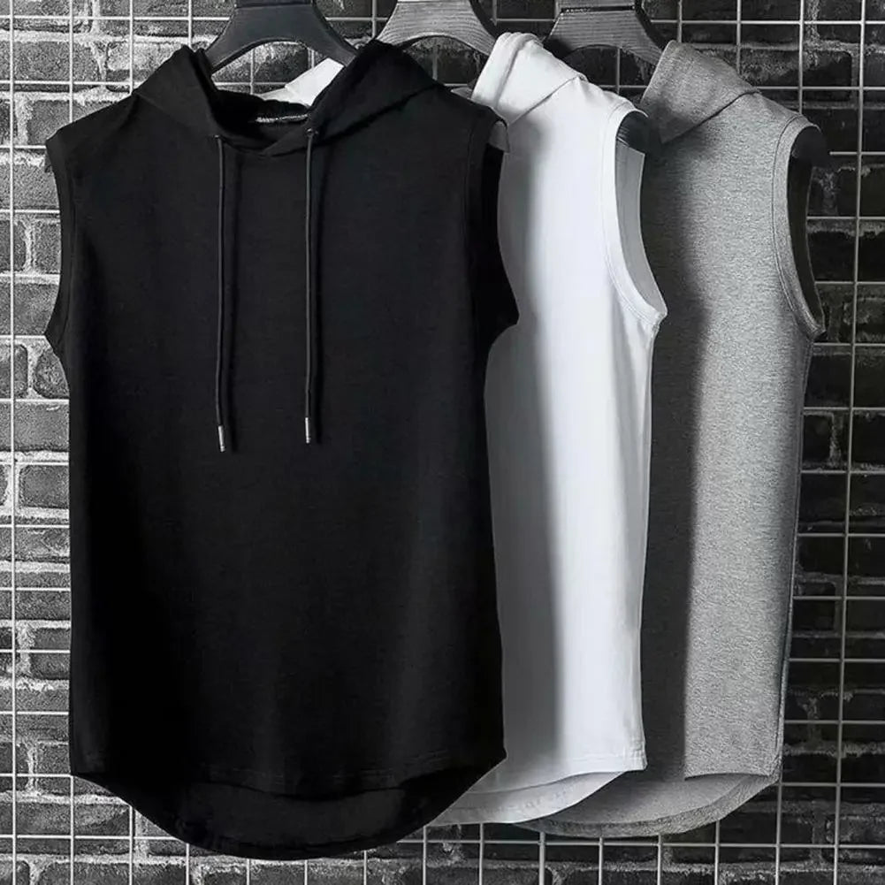 Ice Silk Sleeveless Bodybuilding/workout Hoodie Vest