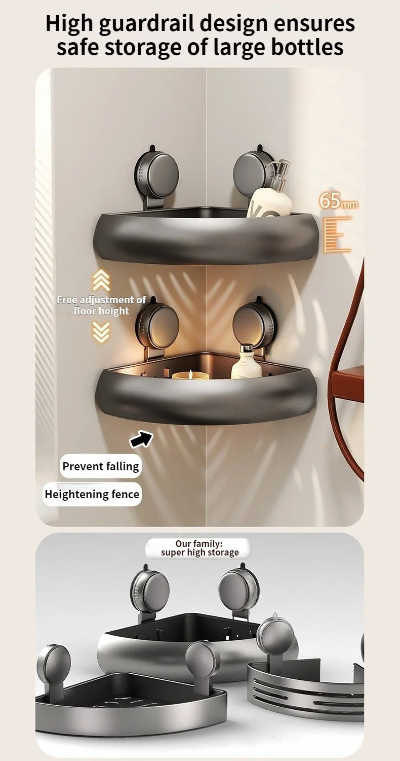 Wall-Mounted Triangle Suction Cup Bathroom Organizer