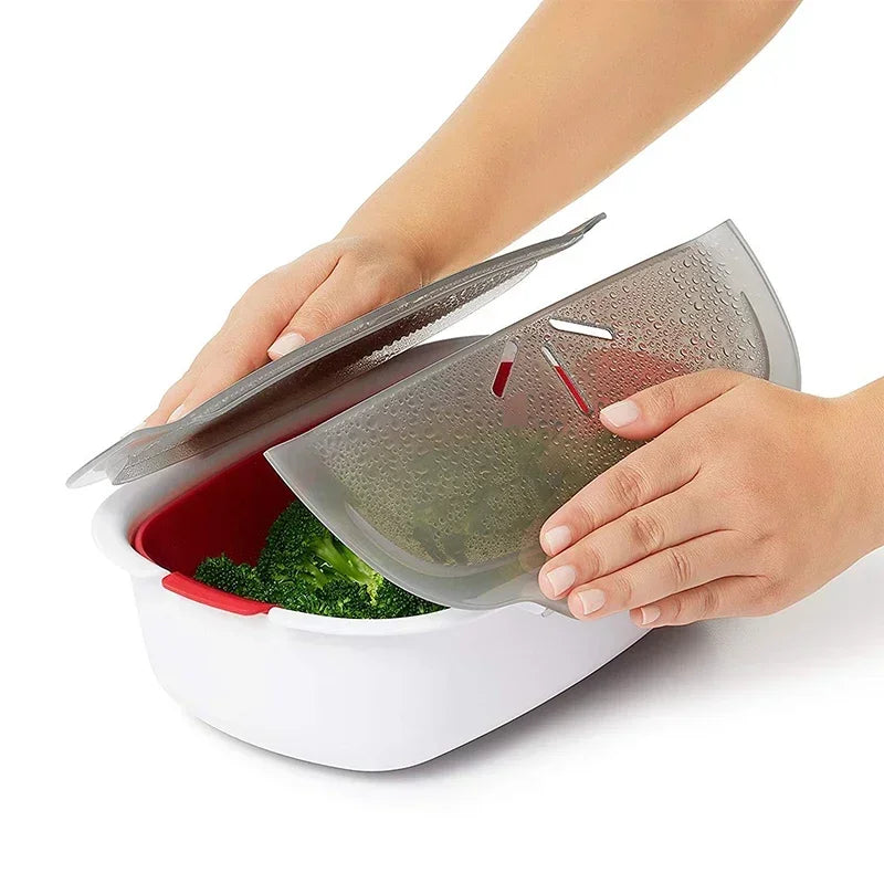 Microwave Oven Plastic Steamer With Lid