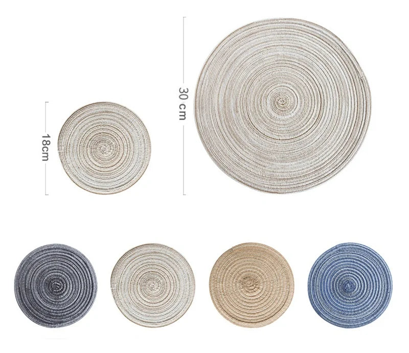 6pcs Round Woven Anti Slip Placemats Or Coasters
