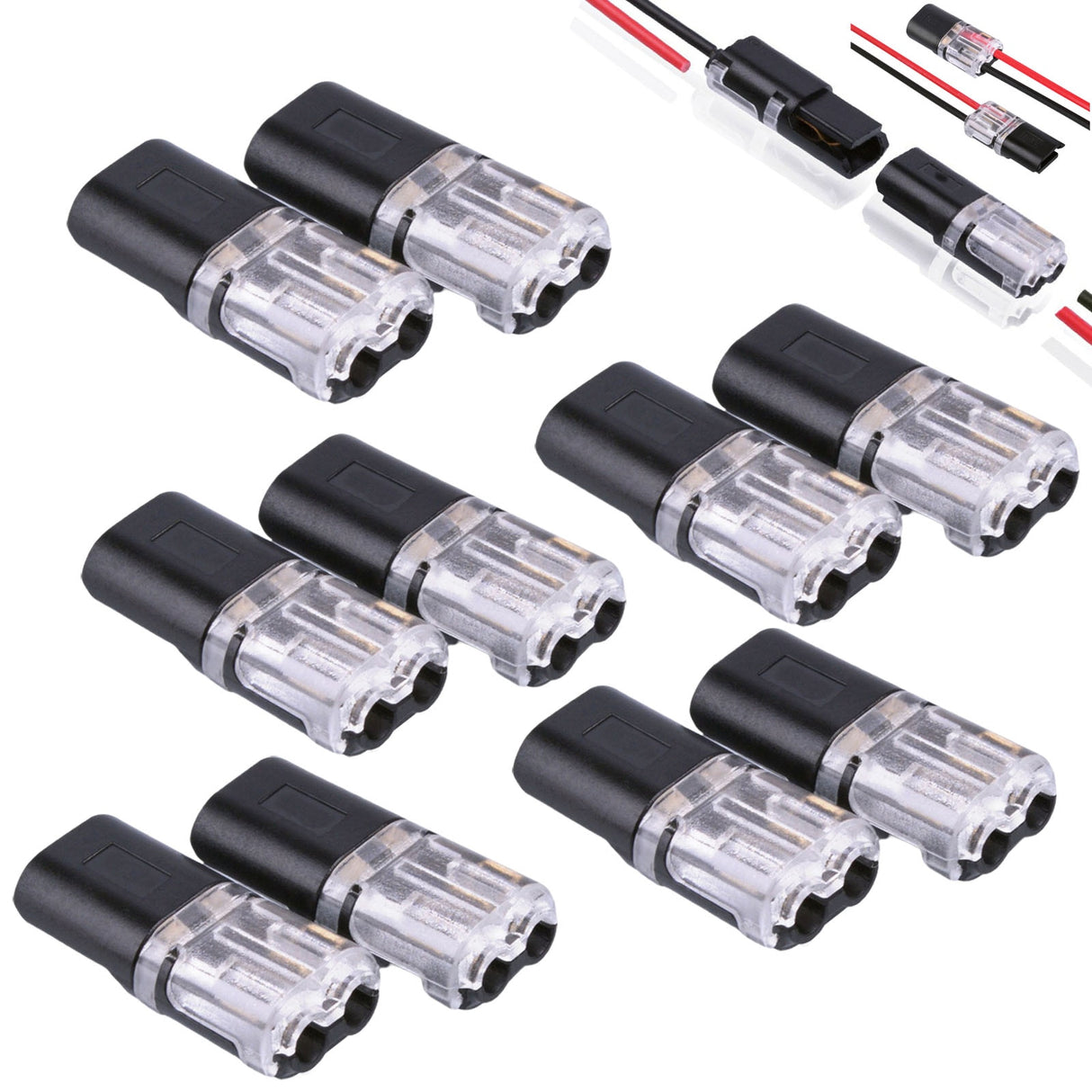 10pcs Double-Wire Plug-In Connector With Locking Buckle H-type Solderless Quick Terminal Block.