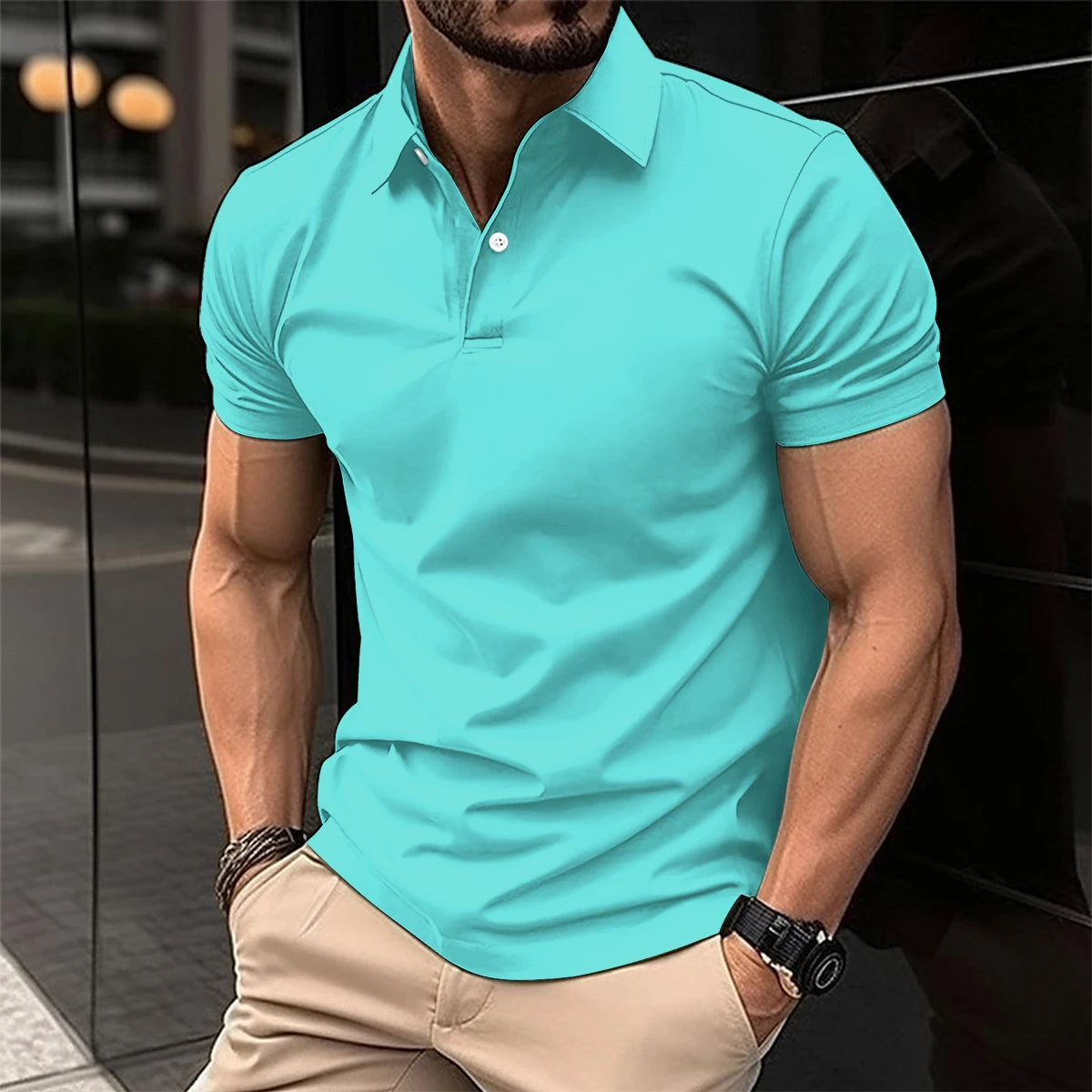 Men's Solid Color Polo T-Shirts For Business or Golf