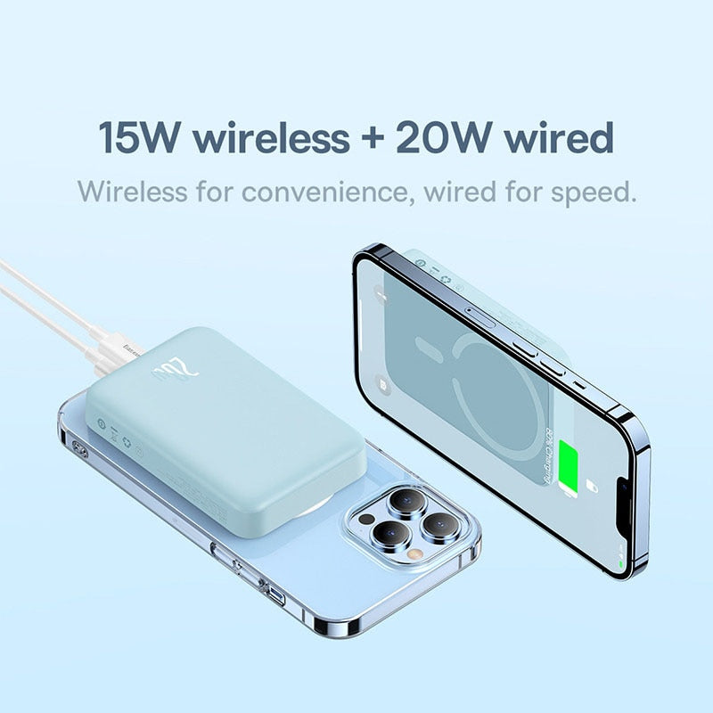 Baseus Power Bank 10000mAh Mini Magnetic Wireless Fast Charge with Auto-wake For iPhone 14 13 12 Pro Max Magsafe