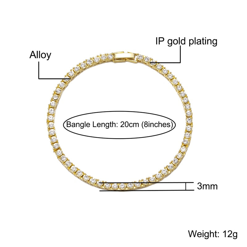 Hip Hop Cubic Zirconia chain Bracelet.