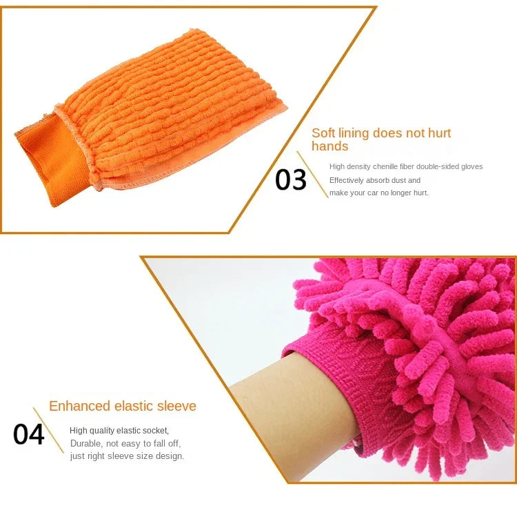 5PCS Double-sided Microfiber Washable Cleaning Mitt