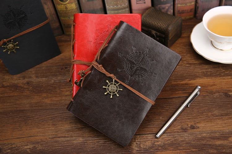Retro Pirate Anchors Leather Notebook/Journal with Replaceable Stationery