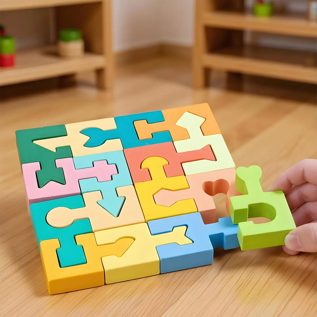 16 Pieces Wooden Jigsaw Puzzle for Boys Girls Ages 4-6