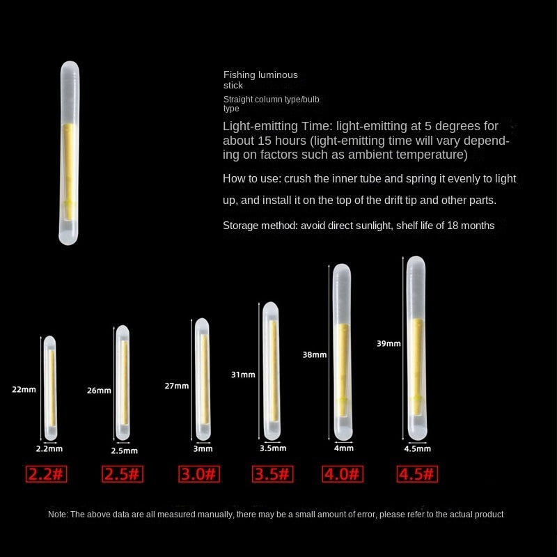 10/20/50PCS/lot 2.2-4.5mm Fluorescent light glow in the dark sticks.