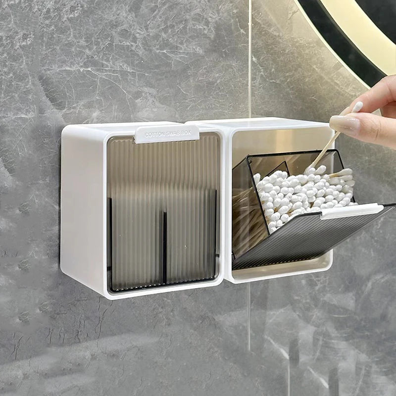 Wall Mounted Qtip Cotton Ball Floss Canisters With Lids
